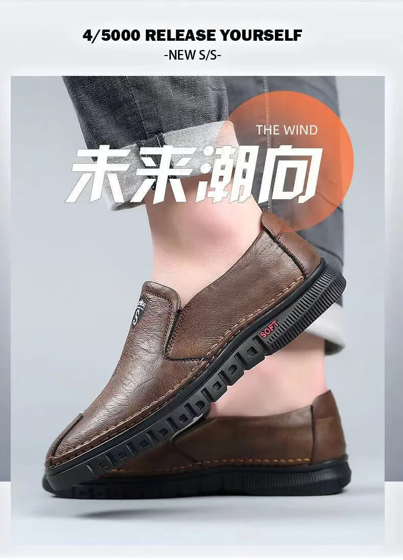 2026 PU Leather Men's Loafers Luxury Men Casual Shoes New Fashion Driving Shoes Breathable Slip on Men Moccasins Plus Size 39~44