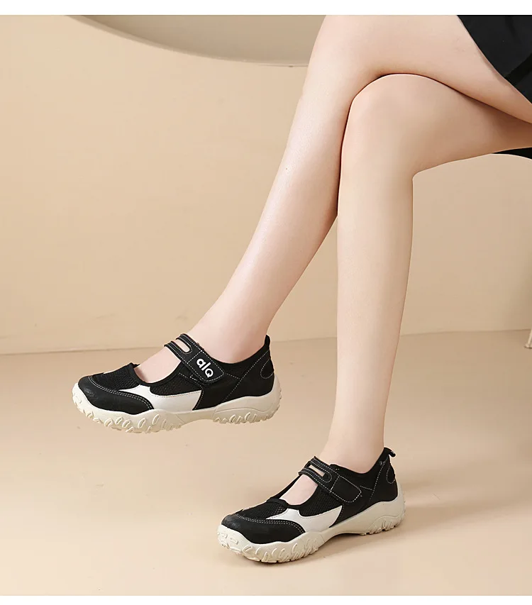 Woman's Casual Flats Shoes Round Toe Large size ladies shoes Retro French Mary Jane Dress Flat New Summer Solid Comfortable shoe