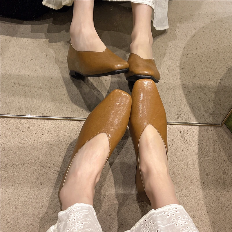 Women's Loafers Genuine Leather Luxury Shoes Heels Pumps Square Toe Elegant Mary Janes Shoes for Height-increasing Insoles