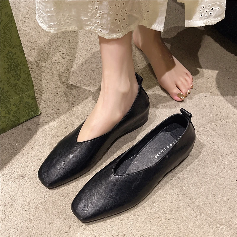 Women's Loafers Genuine Leather Luxury Shoes Heels Pumps Square Toe Elegant Mary Janes Shoes for Height-increasing Insoles