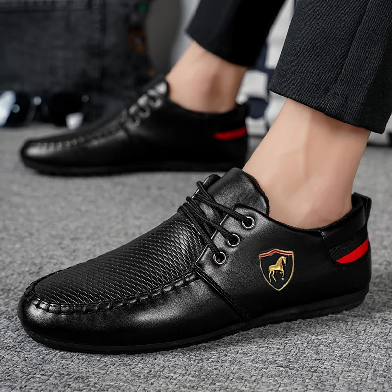 Men's Business-Style Loafers, Soft-Soled Breathable Casual Shoes, Fine Materials with Breathable Texture, Non-Slip and Wear-Resistant Rubber Sole