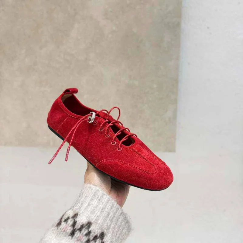 Lace-up Flats Fashion Round Toe Deep Mouth Soft Sole Non-slip Comfortable Low Top Shoes