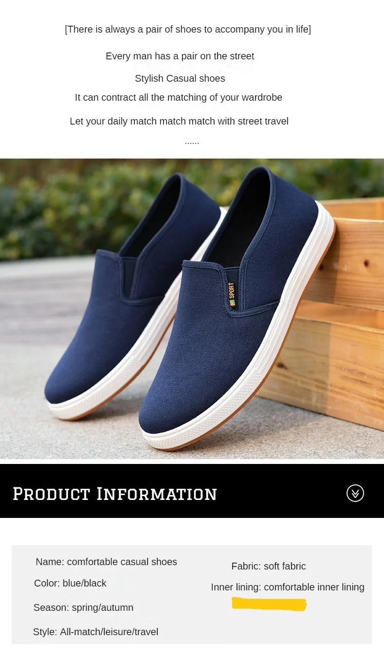 Men's Canvas Sneakers Casual Slip-On Vulcanized Lightweight Flat Shoes Affordable Free Shipping