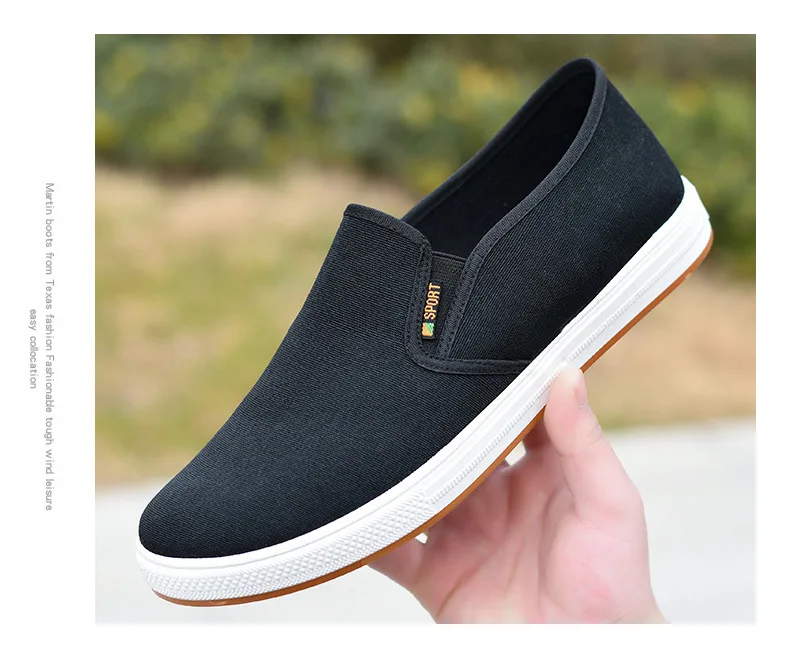 Men's Canvas Sneakers Casual Slip-On Vulcanized Lightweight Flat Shoes Affordable Free Shipping