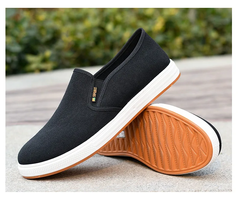 Men's Canvas Sneakers Casual Slip-On Vulcanized Lightweight Flat Shoes Affordable Free Shipping