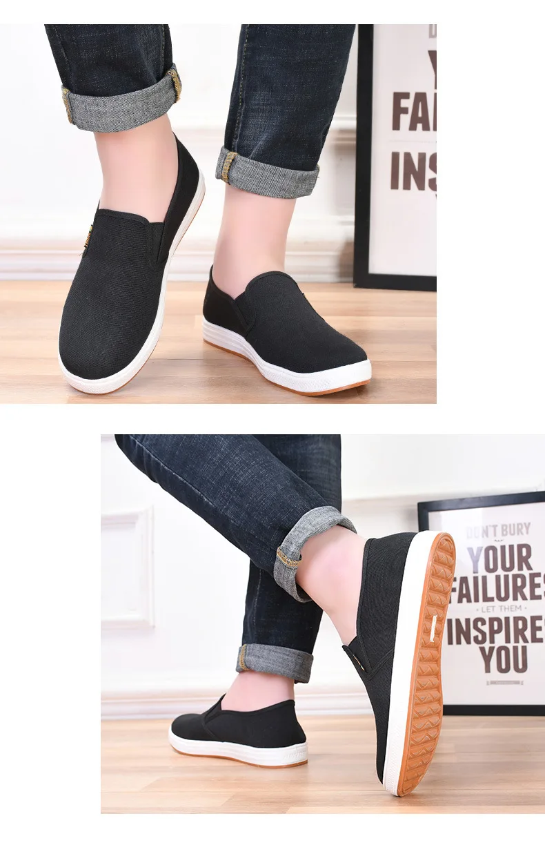 Men's Canvas Sneakers Casual Slip-On Vulcanized Lightweight Flat Shoes Affordable Free Shipping