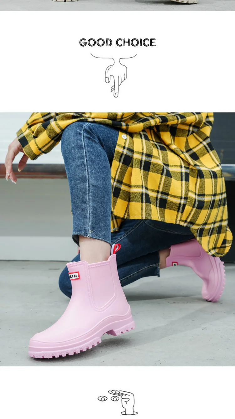 1 Pair of Women's Short Rain Boots, Pvc Non-Slip Water Shoes, Outdoor Waterproof Shoes, Fashionable Women's Water Boots