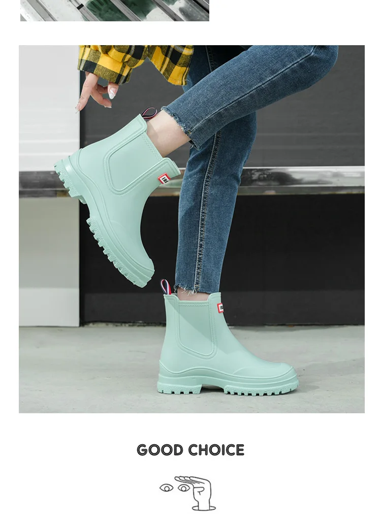 1 Pair of Women's Short Rain Boots, Pvc Non-Slip Water Shoes, Outdoor Waterproof Shoes, Fashionable Women's Water Boots