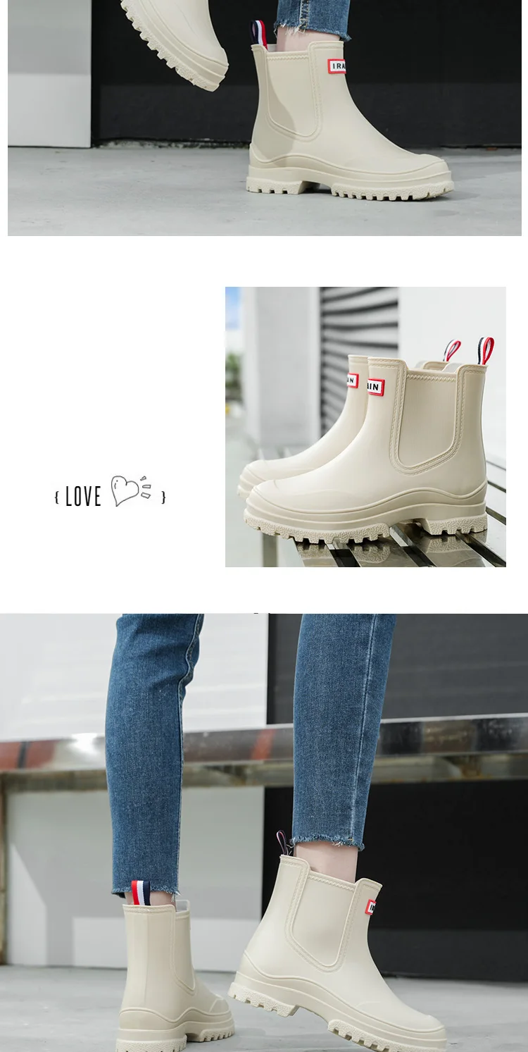 1 Pair of Women's Short Rain Boots, Pvc Non-Slip Water Shoes, Outdoor Waterproof Shoes, Fashionable Women's Water Boots