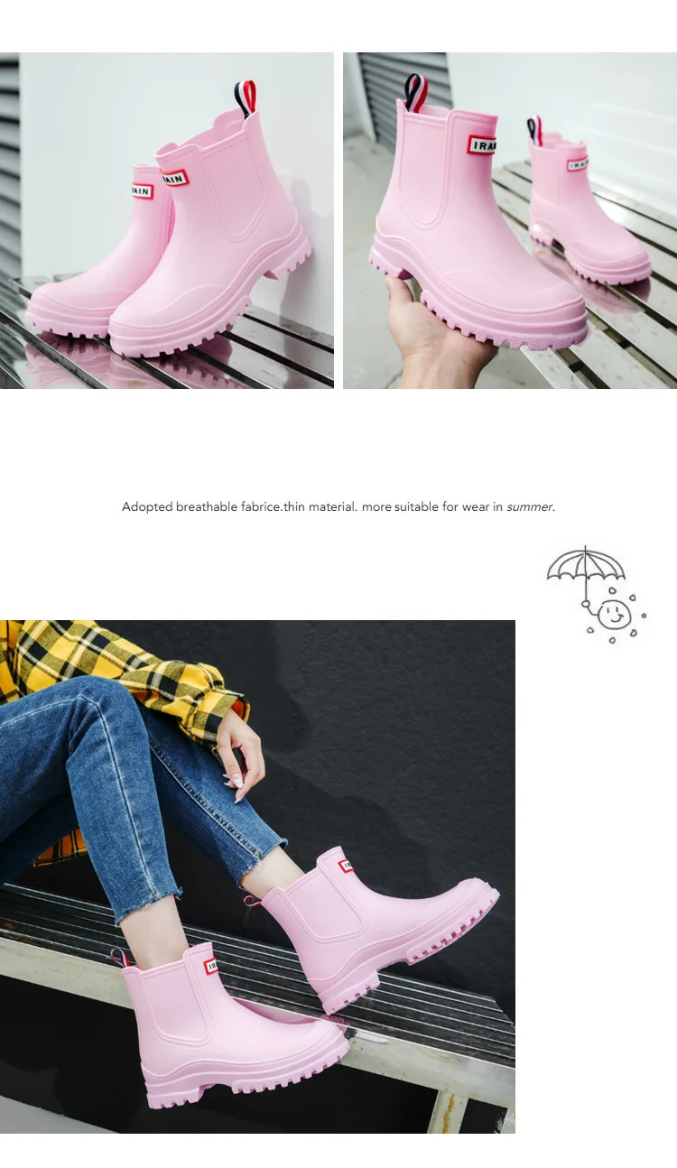 1 Pair of Women's Short Rain Boots, Pvc Non-Slip Water Shoes, Outdoor Waterproof Shoes, Fashionable Women's Water Boots