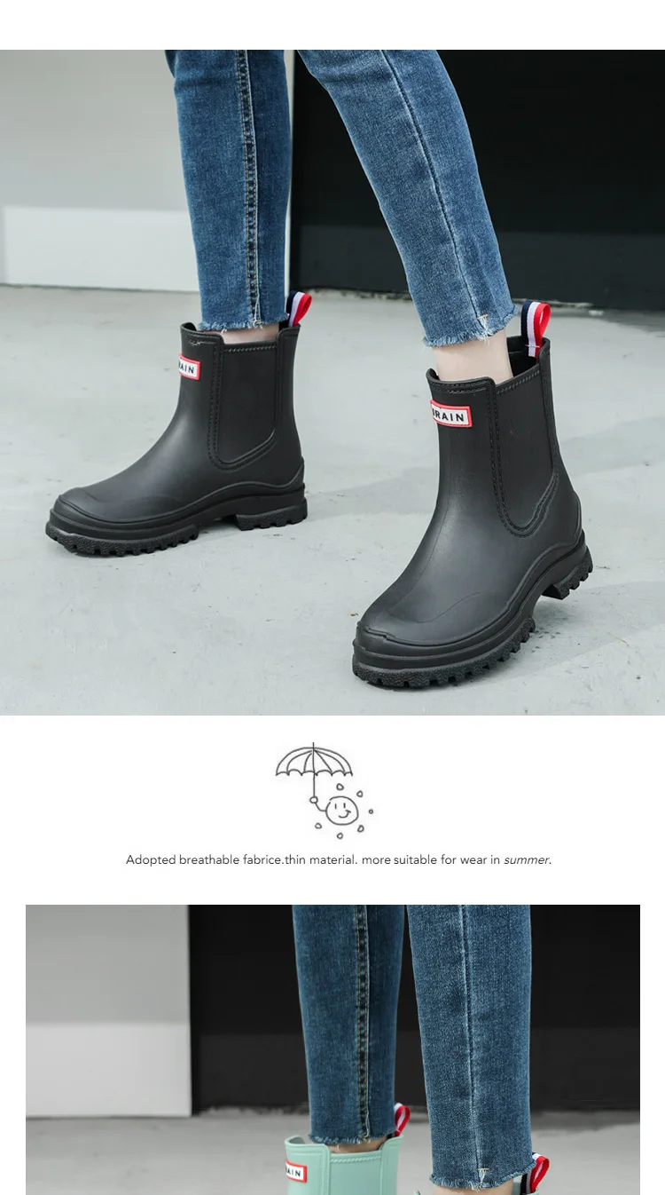1 Pair of Women's Short Rain Boots, Pvc Non-Slip Water Shoes, Outdoor Waterproof Shoes, Fashionable Women's Water Boots