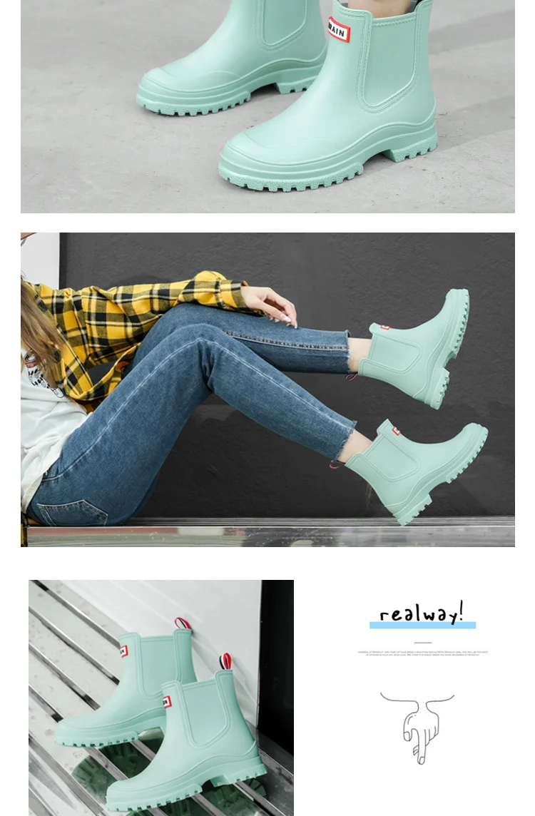 1 Pair of Women's Short Rain Boots, Pvc Non-Slip Water Shoes, Outdoor Waterproof Shoes, Fashionable Women's Water Boots