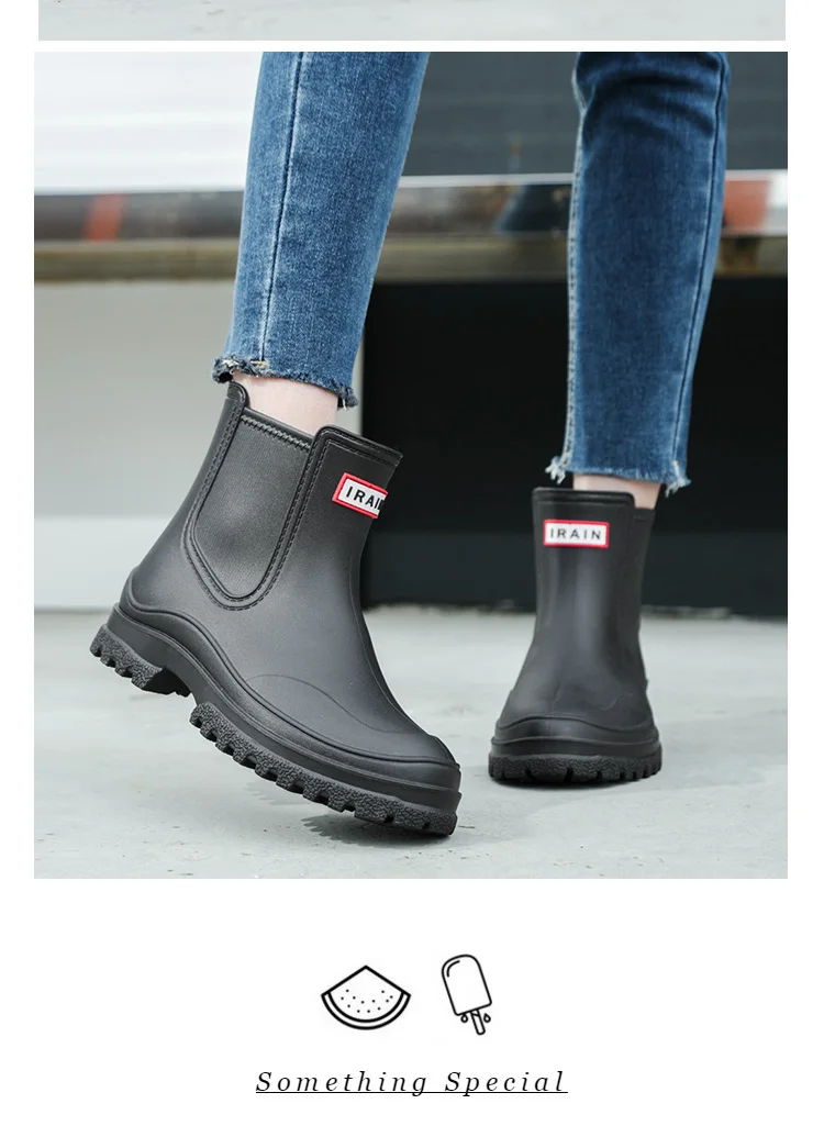 1 Pair of Women's Short Rain Boots, Pvc Non-Slip Water Shoes, Outdoor Waterproof Shoes, Fashionable Women's Water Boots