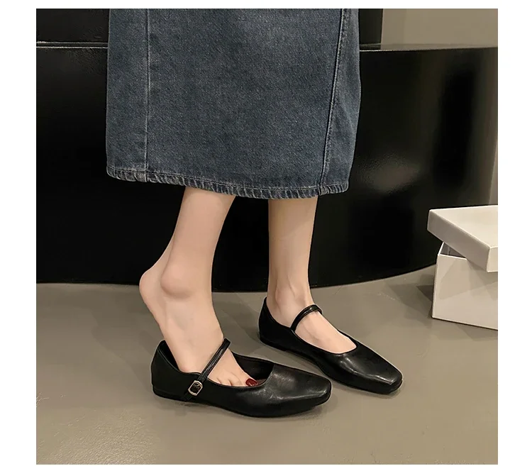 Mary Jane Single Shoes Thick Heel Shoes Elegant Classic Retro Square Toe Comfortable Soft Shallow Cut Low Heel Women's Shoes