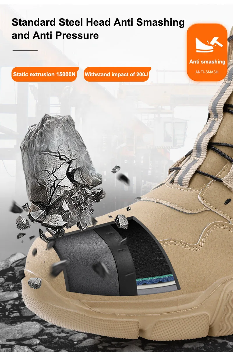 Men Rotating Button Labor Protection Shoes Anti-smash Anti Puncture Safety Shoes Work Boots Steel Toe Shoes Indestructible Shoes