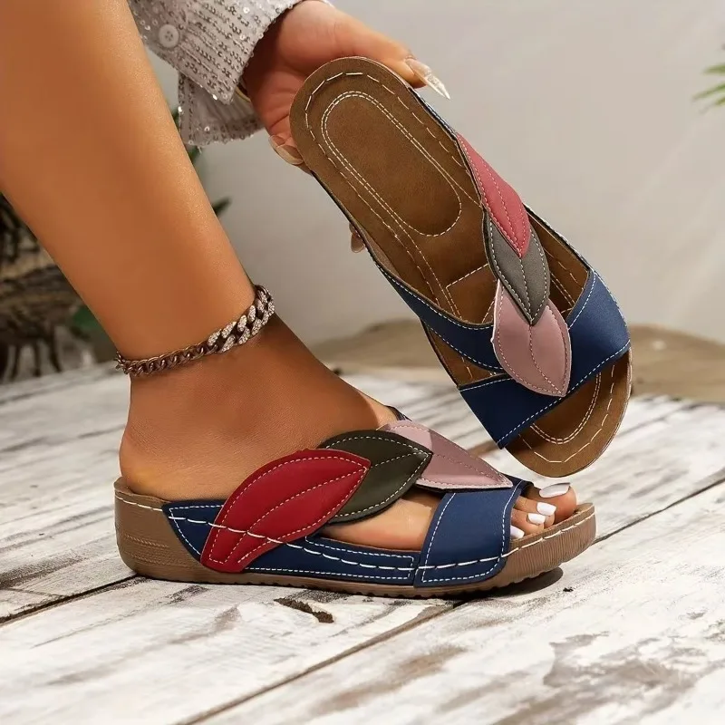 Leather Soft Soled Sandals for Women in Summer 2025, Lightweight Comfortable Non Slip Flat Bottomed Slippers Sandalias De Mujer