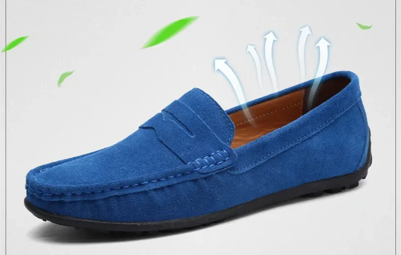 High Quality Leather Men Loafers Slip on Mens Casual Shoes Fashion Flats Male Driving Shoes Moccasins Ten Colors Size 38-47