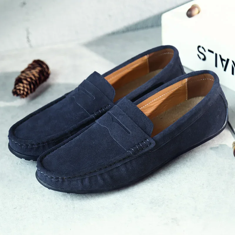High Quality Leather Men Loafers Slip on Mens Casual Shoes Fashion Flats Male Driving Shoes Moccasins Ten Colors Size 38-47