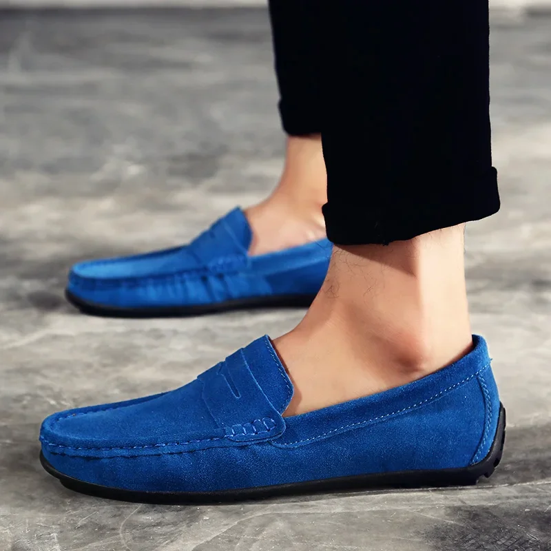 High Quality Leather Men Loafers Slip on Mens Casual Shoes Fashion Flats Male Driving Shoes Moccasins Ten Colors Size 38-47