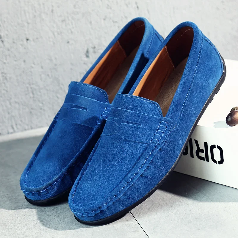 High Quality Leather Men Loafers Slip on Mens Casual Shoes Fashion Flats Male Driving Shoes Moccasins Ten Colors Size 38-47