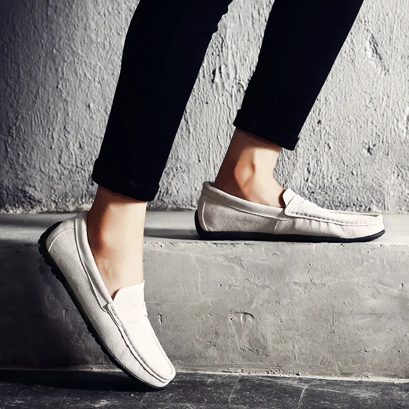 High Quality Leather Men Loafers Slip on Mens Casual Shoes Fashion Flats Male Driving Shoes Moccasins Ten Colors Size 38-47