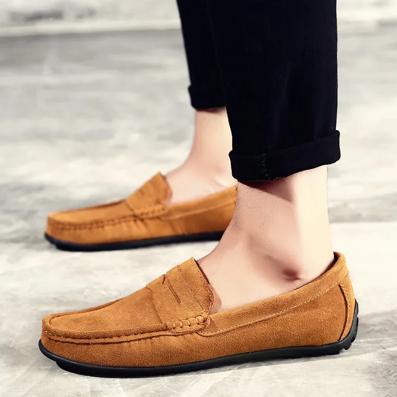 High Quality Leather Men Loafers Slip on Mens Casual Shoes Fashion Flats Male Driving Shoes Moccasins Ten Colors Size 38-47