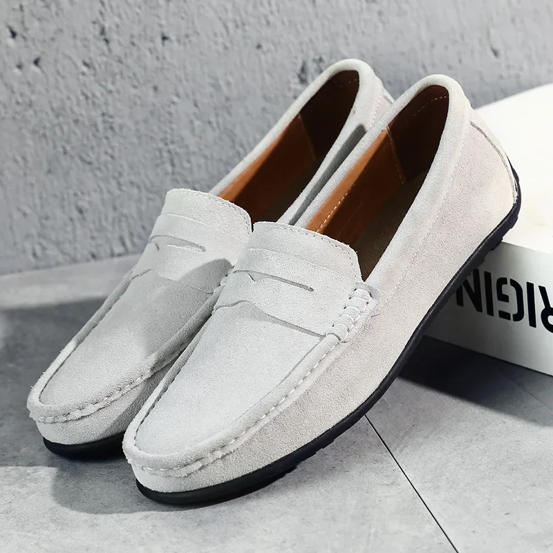 High Quality Leather Men Loafers Slip on Mens Casual Shoes Fashion Flats Male Driving Shoes Moccasins Ten Colors Size 38-47