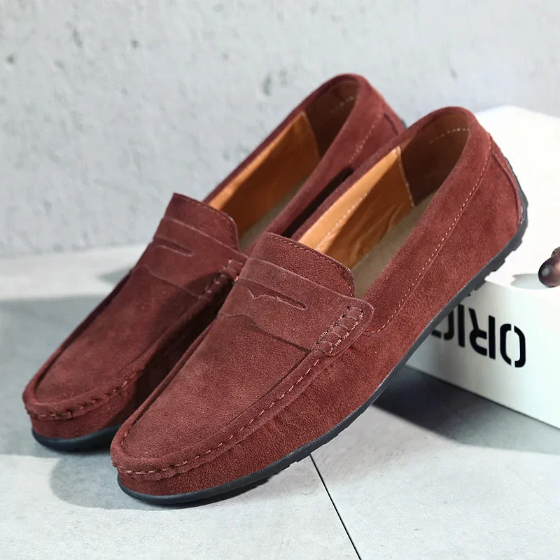 High Quality Leather Men Loafers Slip on Mens Casual Shoes Fashion Flats Male Driving Shoes Moccasins Ten Colors Size 38-47