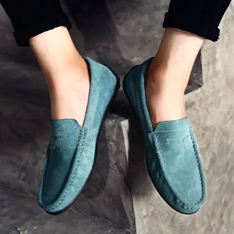 High Quality Leather Men Loafers Slip on Mens Casual Shoes Fashion Flats Male Driving Shoes Moccasins Ten Colors Size 38-47