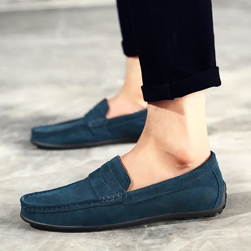High Quality Leather Men Loafers Slip on Mens Casual Shoes Fashion Flats Male Driving Shoes Moccasins Ten Colors Size 38-47