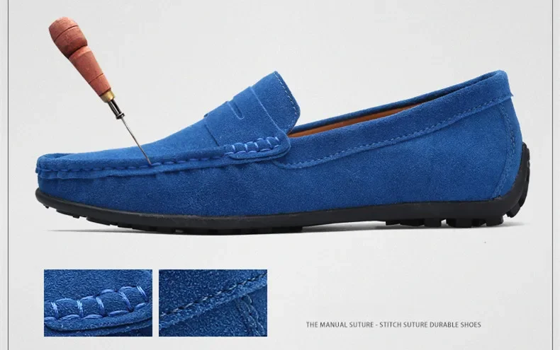 High Quality Leather Men Loafers Slip on Mens Casual Shoes Fashion Flats Male Driving Shoes Moccasins Ten Colors Size 38-47