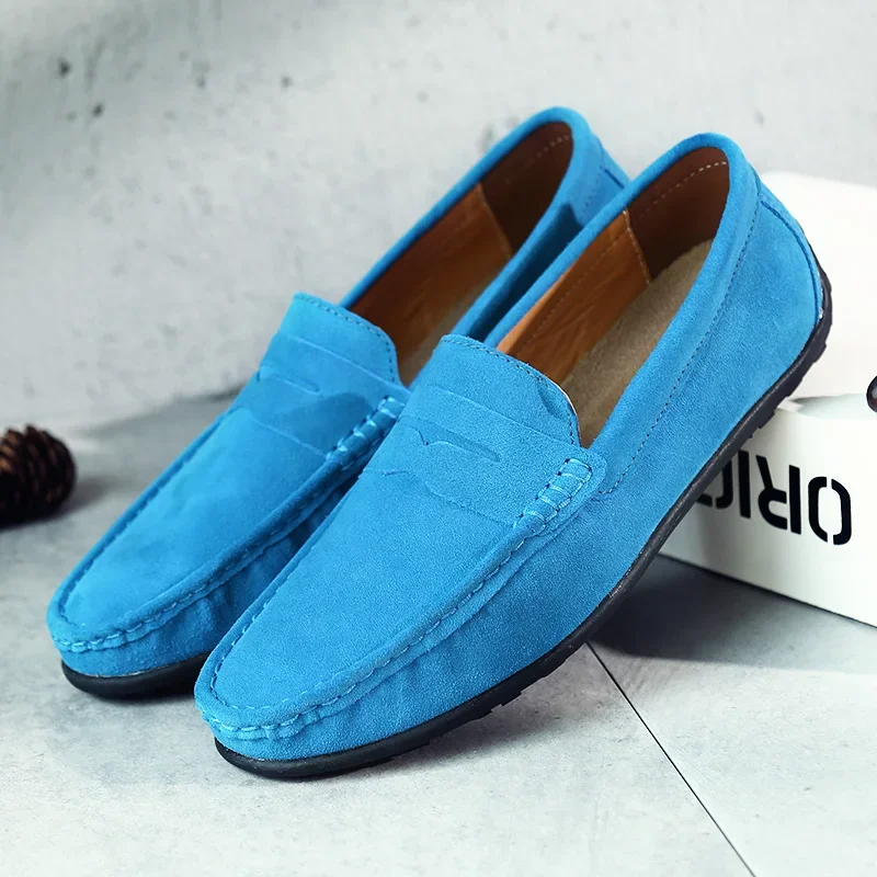High Quality Leather Men Loafers Slip on Mens Casual Shoes Fashion Flats Male Driving Shoes Moccasins Ten Colors Size 38-47