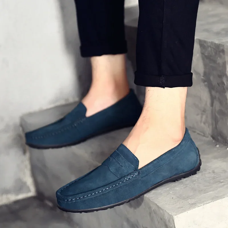 High Quality Leather Men Loafers Slip on Mens Casual Shoes Fashion Flats Male Driving Shoes Moccasins Ten Colors Size 38-47