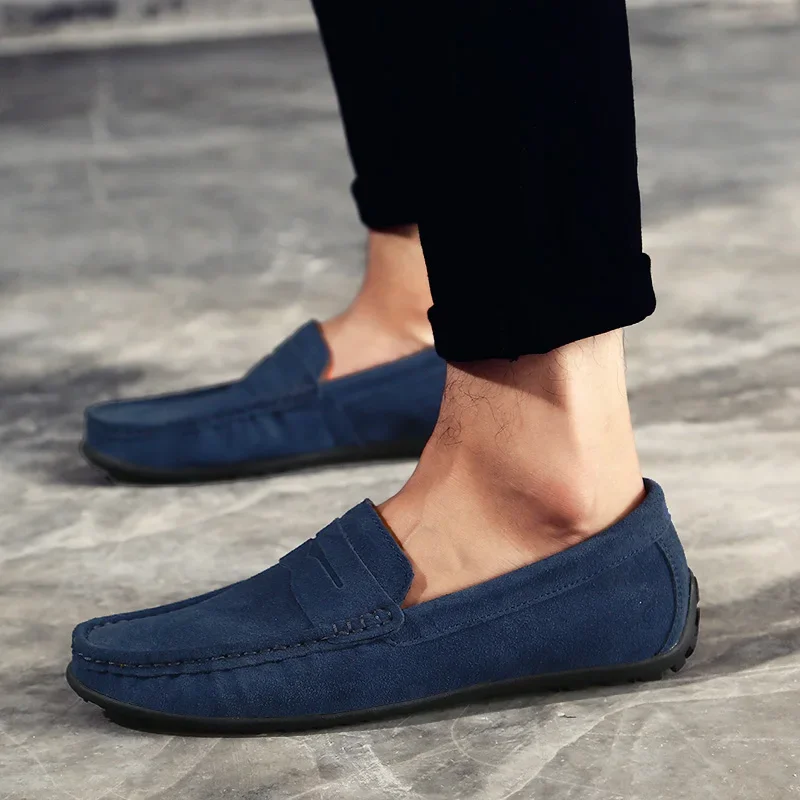 High Quality Leather Men Loafers Slip on Mens Casual Shoes Fashion Flats Male Driving Shoes Moccasins Ten Colors Size 38-47