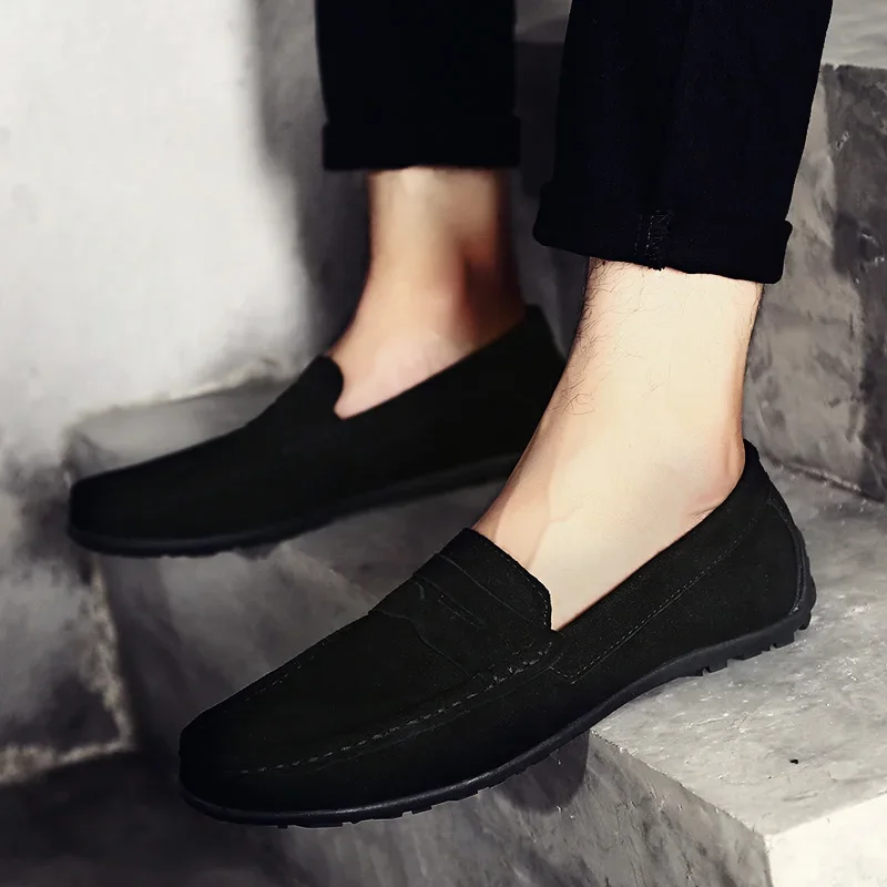 High Quality Leather Men Loafers Slip on Mens Casual Shoes Fashion Flats Male Driving Shoes Moccasins Ten Colors Size 38-47
