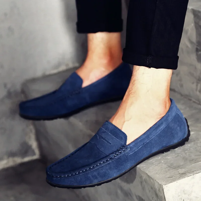 High Quality Leather Men Loafers Slip on Mens Casual Shoes Fashion Flats Male Driving Shoes Moccasins Ten Colors Size 38-47