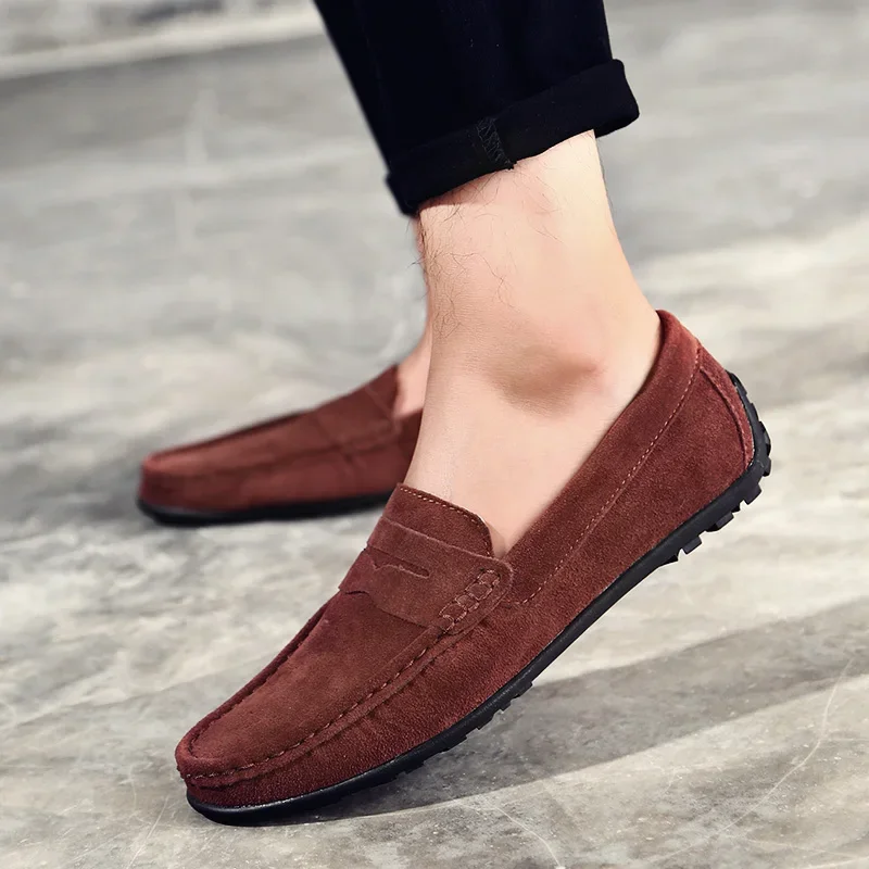 High Quality Leather Men Loafers Slip on Mens Casual Shoes Fashion Flats Male Driving Shoes Moccasins Ten Colors Size 38-47