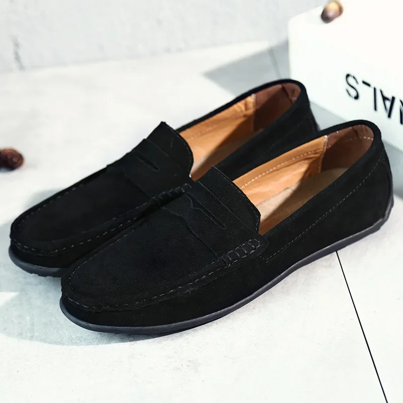 High Quality Leather Men Loafers Slip on Mens Casual Shoes Fashion Flats Male Driving Shoes Moccasins Ten Colors Size 38-47