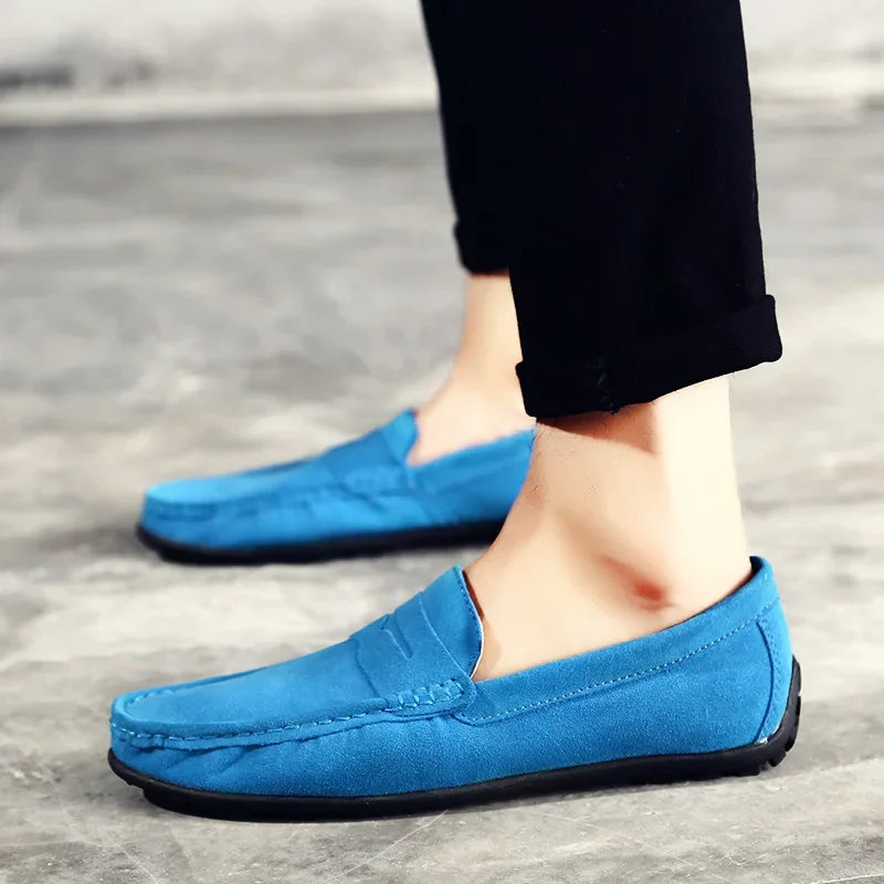 High Quality Leather Men Loafers Slip on Mens Casual Shoes Fashion Flats Male Driving Shoes Moccasins Ten Colors Size 38-47