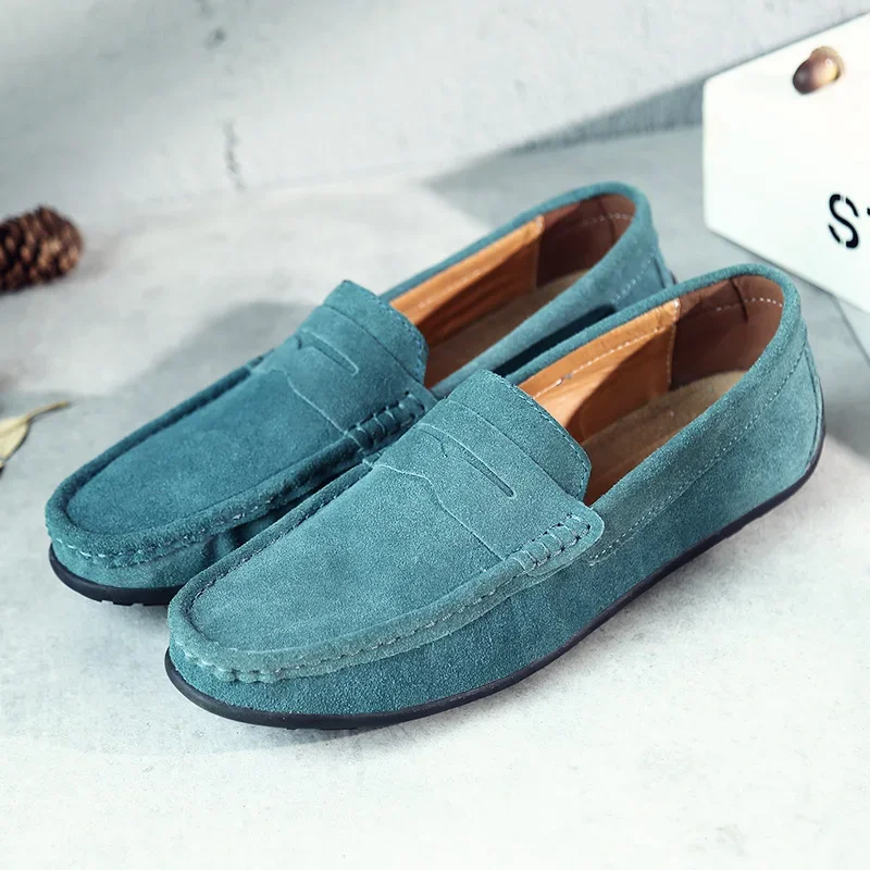 High Quality Leather Men Loafers Slip on Mens Casual Shoes Fashion Flats Male Driving Shoes Moccasins Ten Colors Size 38-47
