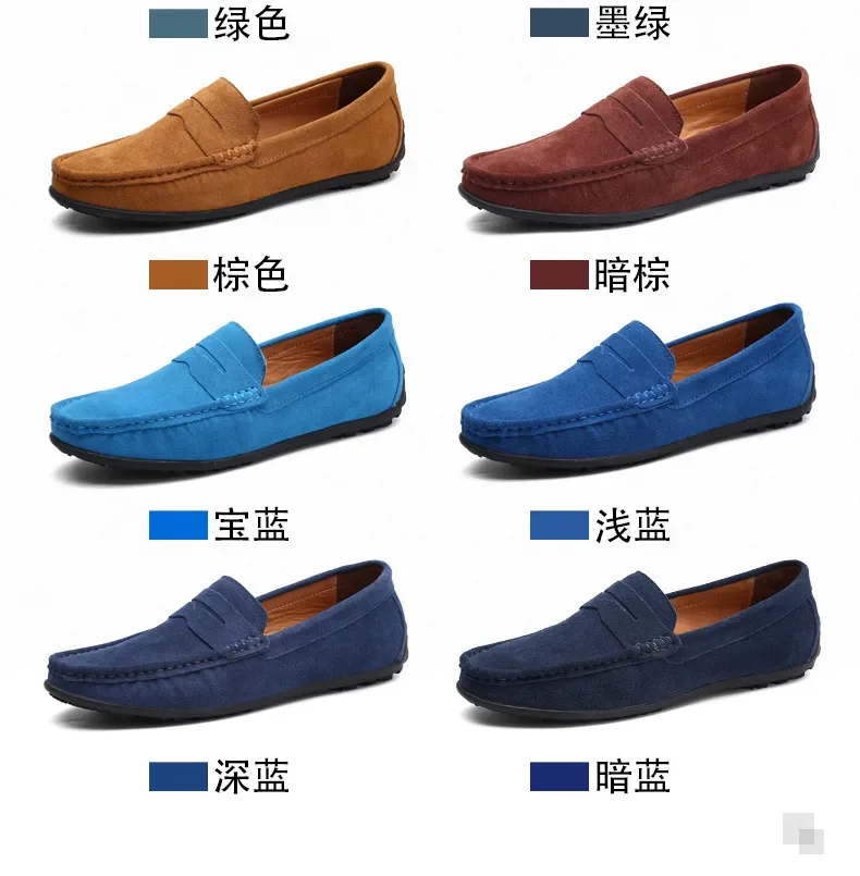 High Quality Leather Men Loafers Slip on Mens Casual Shoes Fashion Flats Male Driving Shoes Moccasins Ten Colors Size 38-47