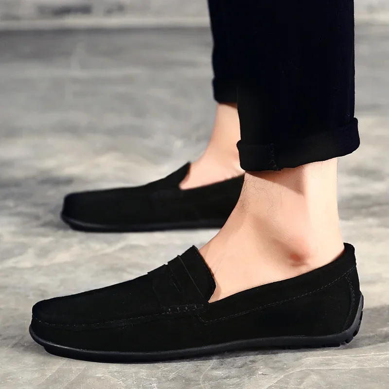 High Quality Leather Men Loafers Slip on Mens Casual Shoes Fashion Flats Male Driving Shoes Moccasins Ten Colors Size 38-47