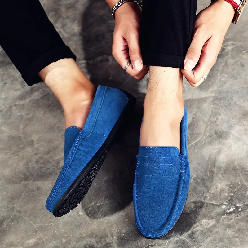 High Quality Leather Men Loafers Slip on Mens Casual Shoes Fashion Flats Male Driving Shoes Moccasins Ten Colors Size 38-47