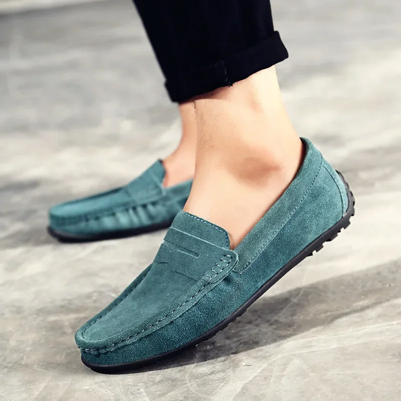 High Quality Leather Men Loafers Slip on Mens Casual Shoes Fashion Flats Male Driving Shoes Moccasins Ten Colors Size 38-47