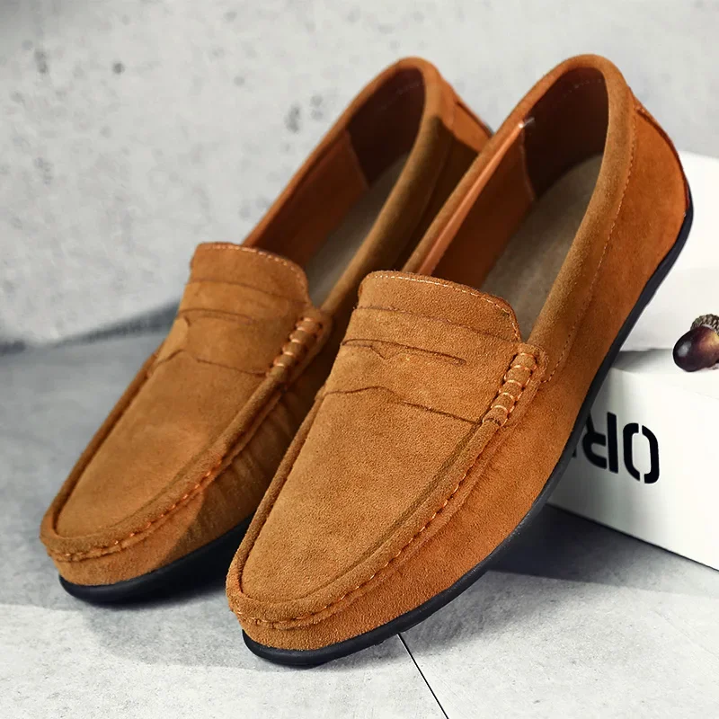 High Quality Leather Men Loafers Slip on Mens Casual Shoes Fashion Flats Male Driving Shoes Moccasins Ten Colors Size 38-47