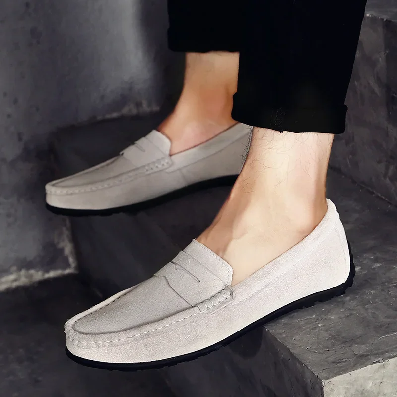 High Quality Leather Men Loafers Slip on Mens Casual Shoes Fashion Flats Male Driving Shoes Moccasins Ten Colors Size 38-47