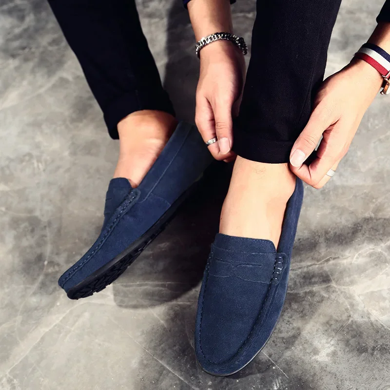 High Quality Leather Men Loafers Slip on Mens Casual Shoes Fashion Flats Male Driving Shoes Moccasins Ten Colors Size 38-47