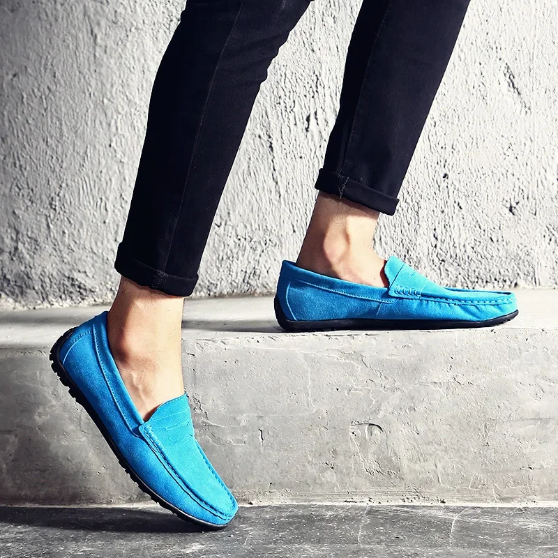 High Quality Leather Men Loafers Slip on Mens Casual Shoes Fashion Flats Male Driving Shoes Moccasins Ten Colors Size 38-47