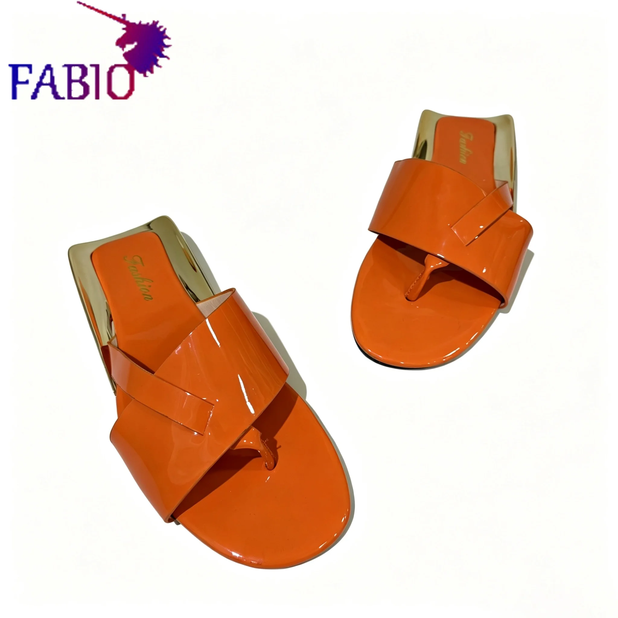 FABIO PENNY Summer Women Cross Strap Sandals Flat Gold Heel Non-slip Beach Flip Flops for Ladies, Slip-on Ladies' Flip-Flops