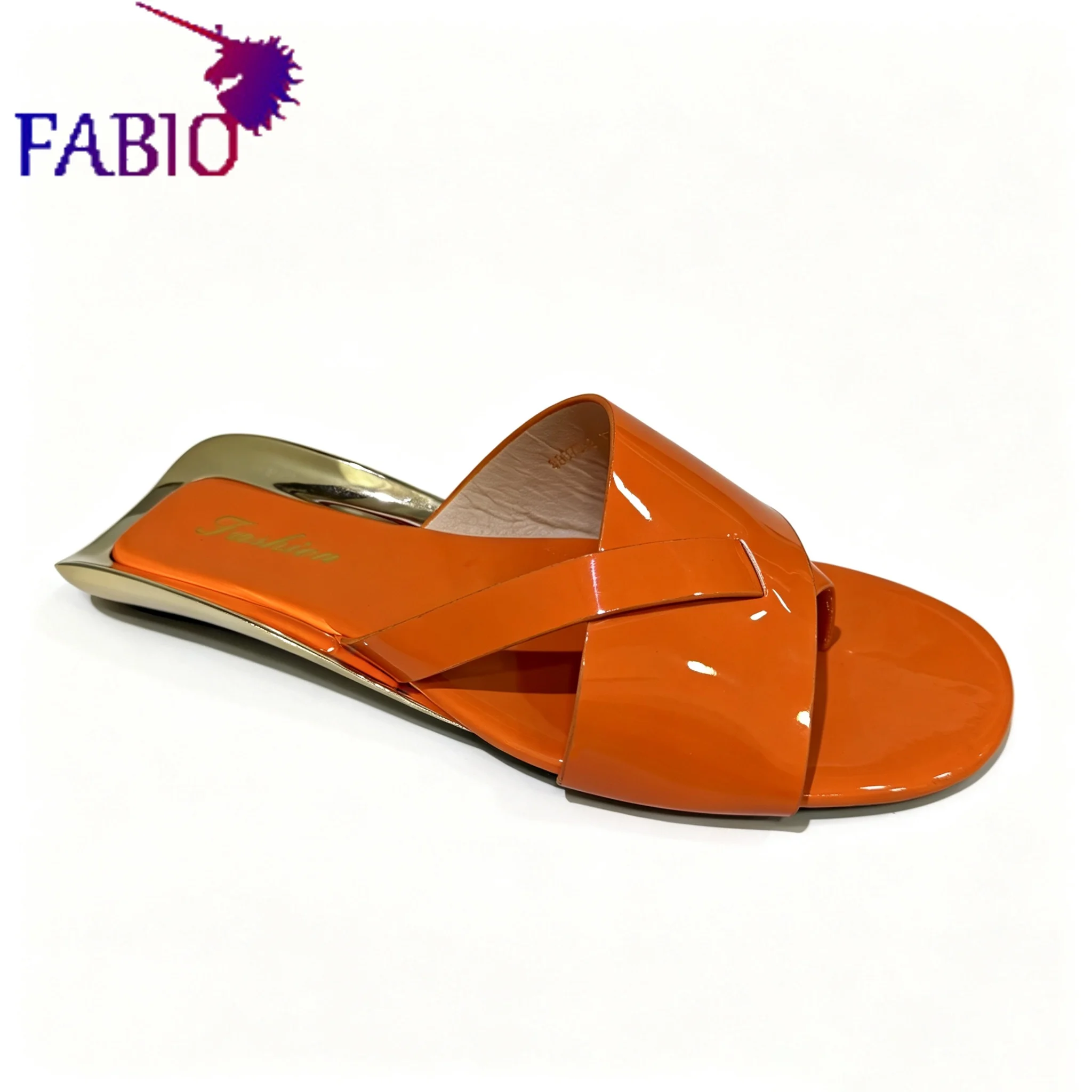 FABIO PENNY Summer Women Cross Strap Sandals Flat Gold Heel Non-slip Beach Flip Flops for Ladies, Slip-on Ladies' Flip-Flops